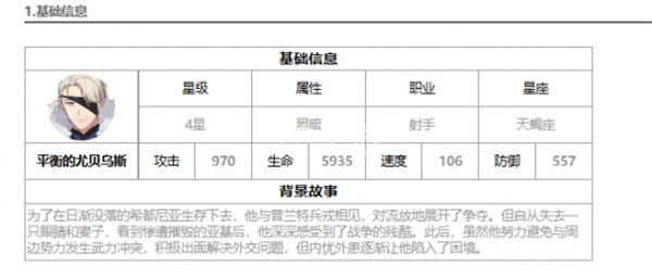 第七史诗平衡的尤贝乌斯值得培养吗-第七史诗平衡的尤贝乌斯属性及技能效果介绍